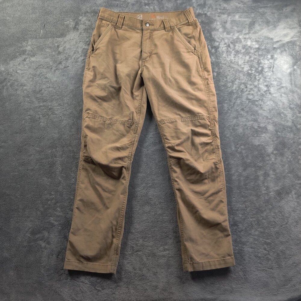 Carhartt Pants Adult Mens 32x32 Tan Beige Double Knee Padded Pocket Patch Jeans